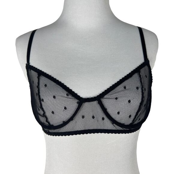 Mina Lisa Mesh Clip Dot Balconette Bra In Onyx XS - Picture 4 of 8